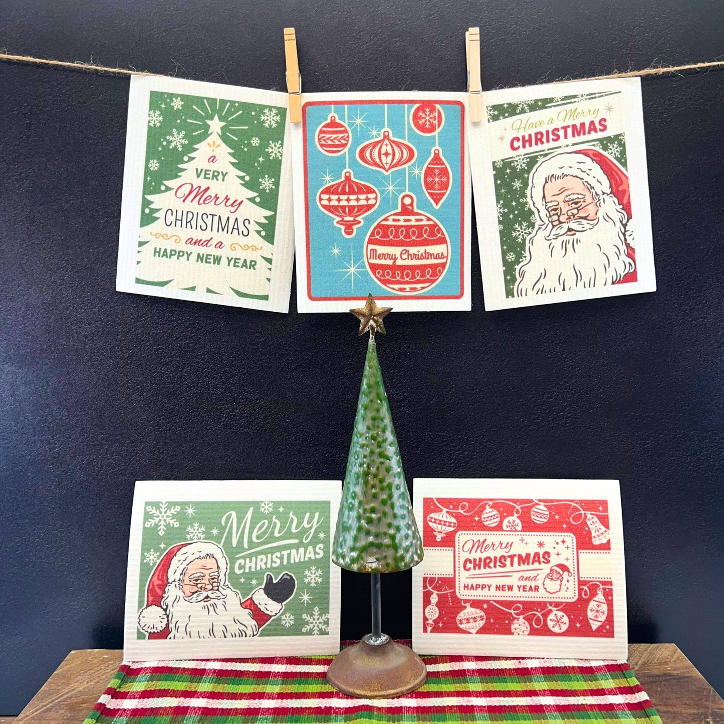 Merry Christmas Ornaments Swedish Dishcloth Christmas Decor