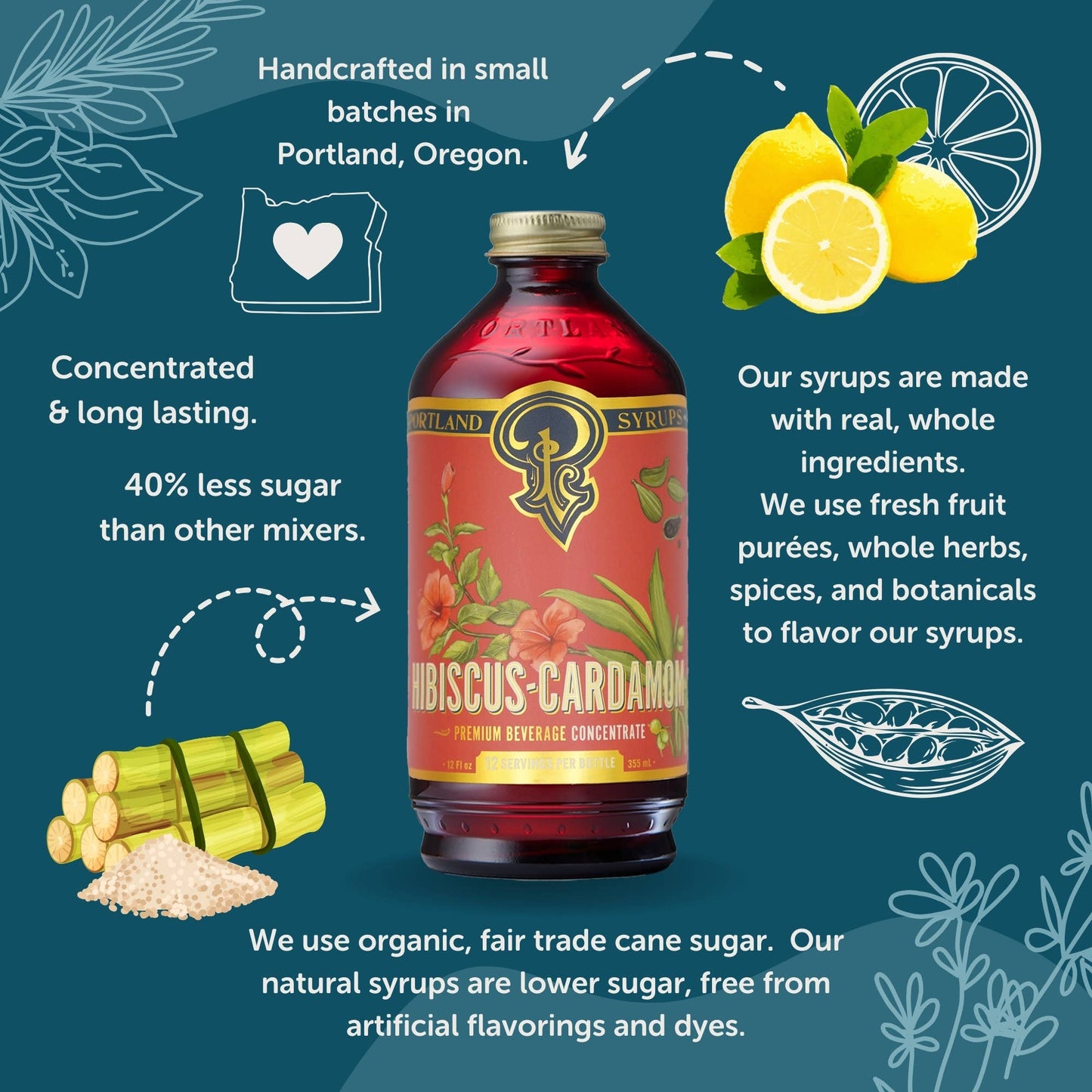 Hibiscus Cardamom Syrup 12oz - cocktail / mocktail mixer