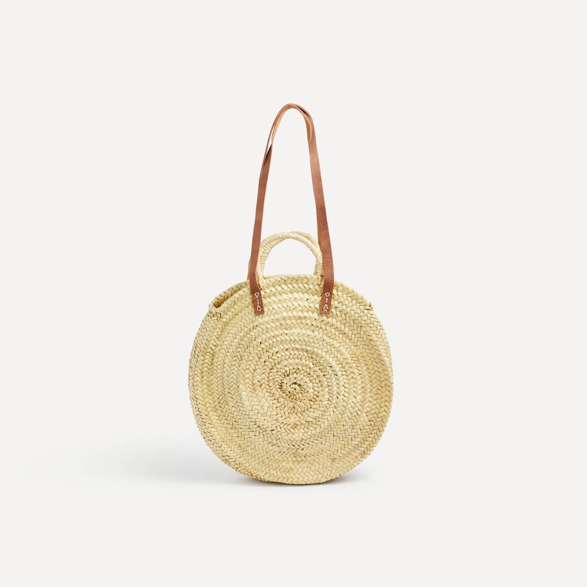 French Market Straw Bag Round with Leather