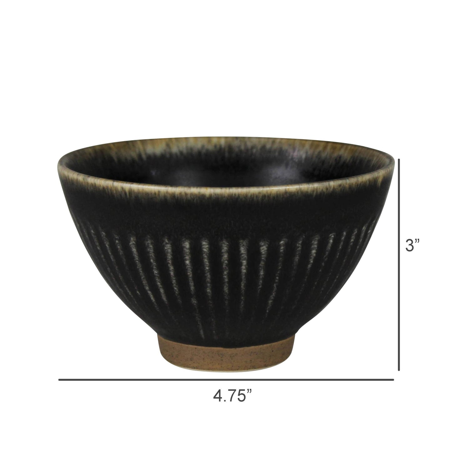 Ribbed Bowl Ceramic-Charcoal