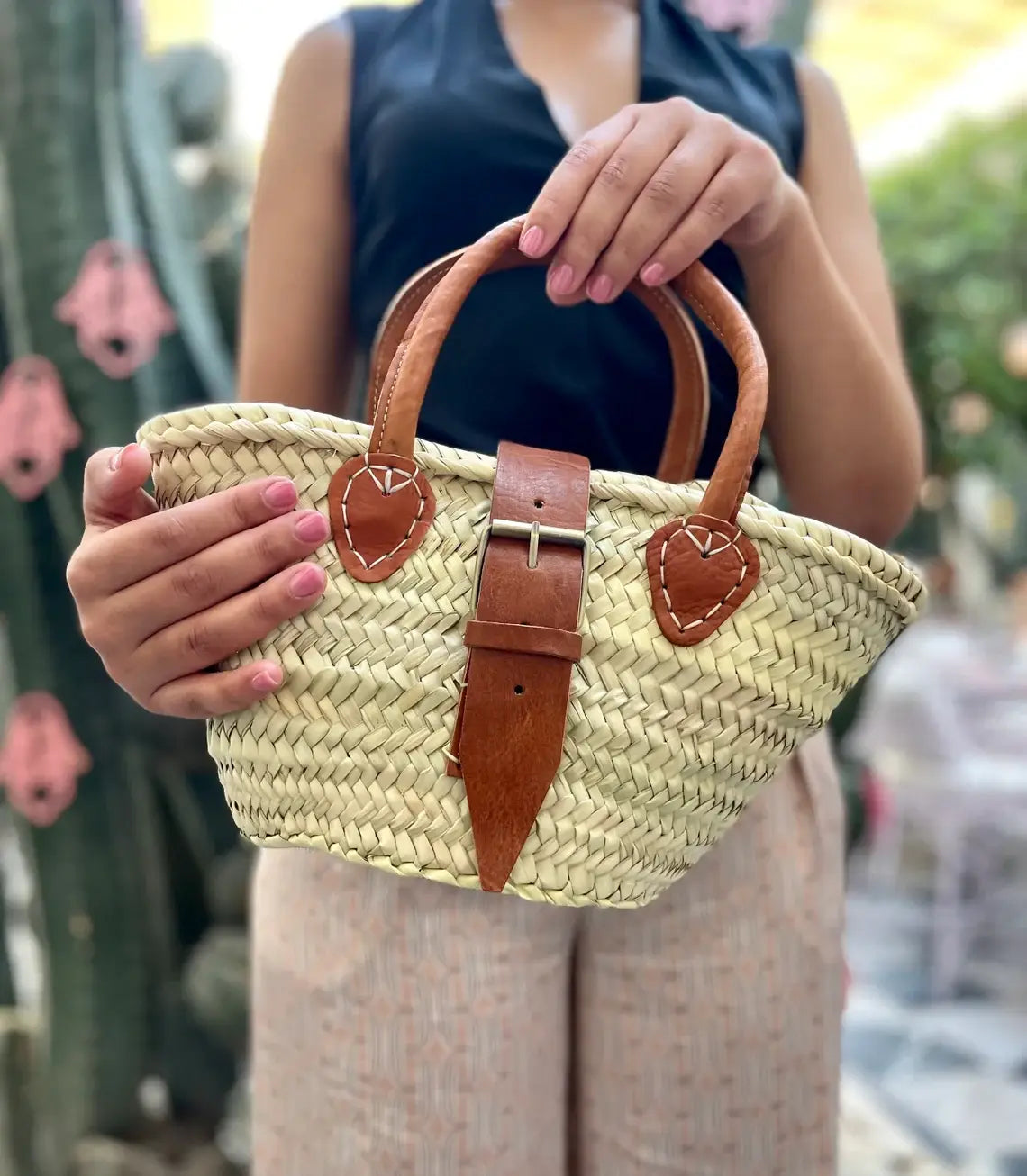 Mini Straw Leather | Beach bag | French Market Bag