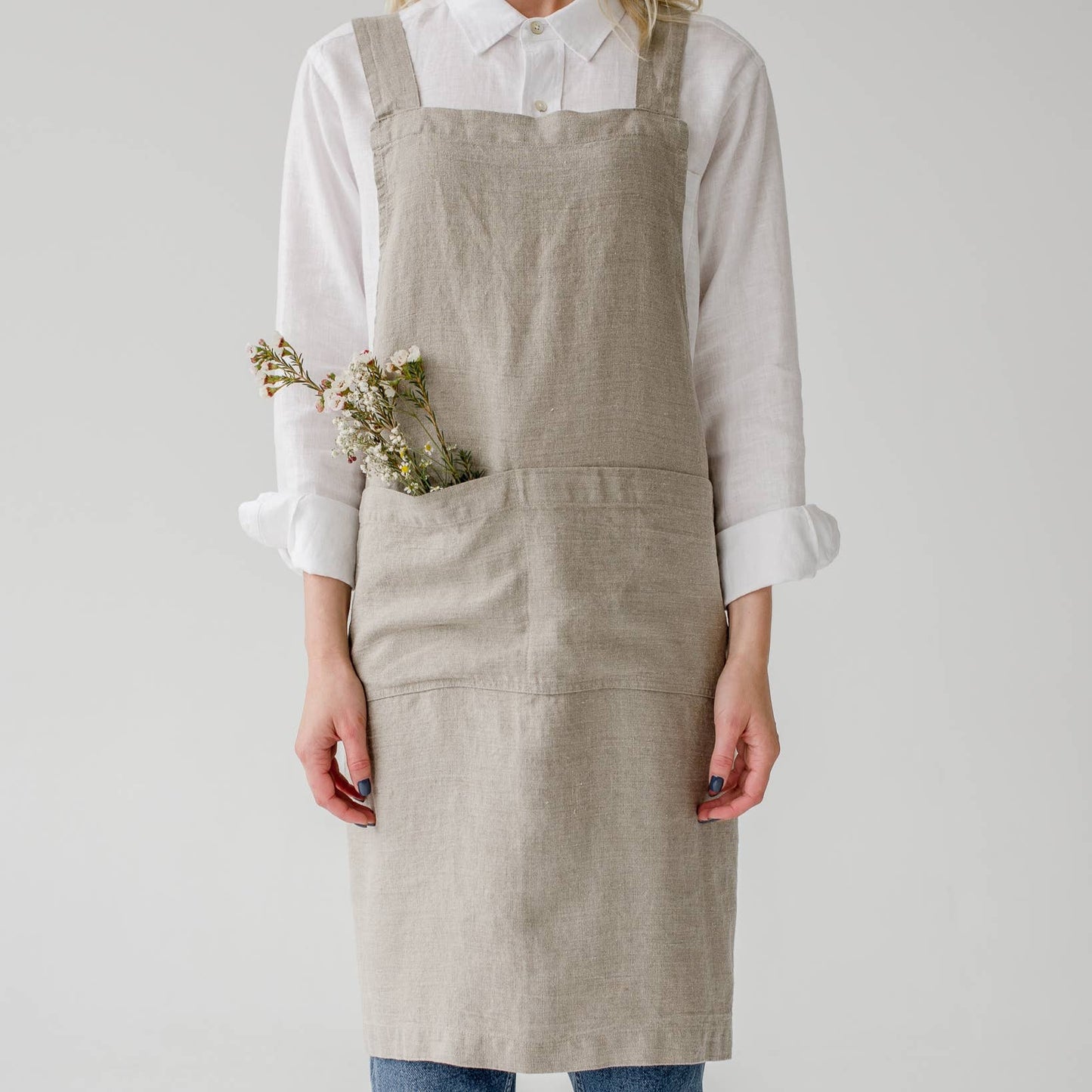 Natural Linen Crossback Apron