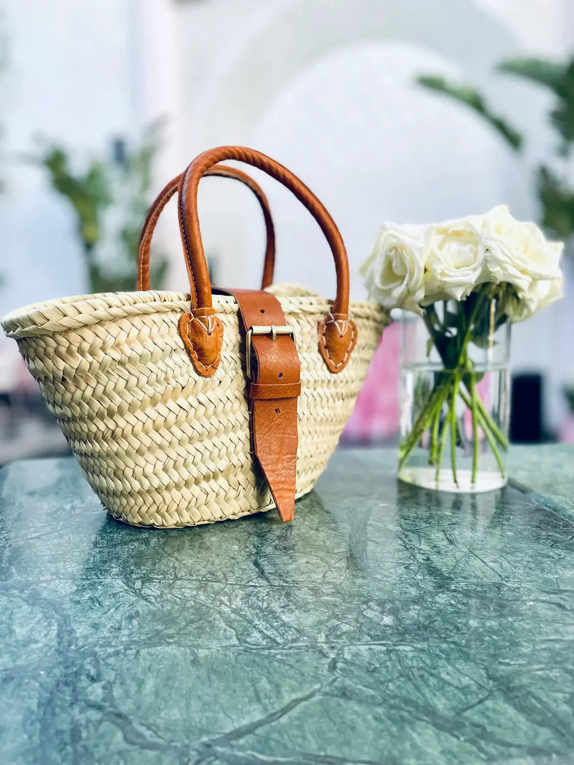 Mini Straw Leather | Beach bag | French Market Bag