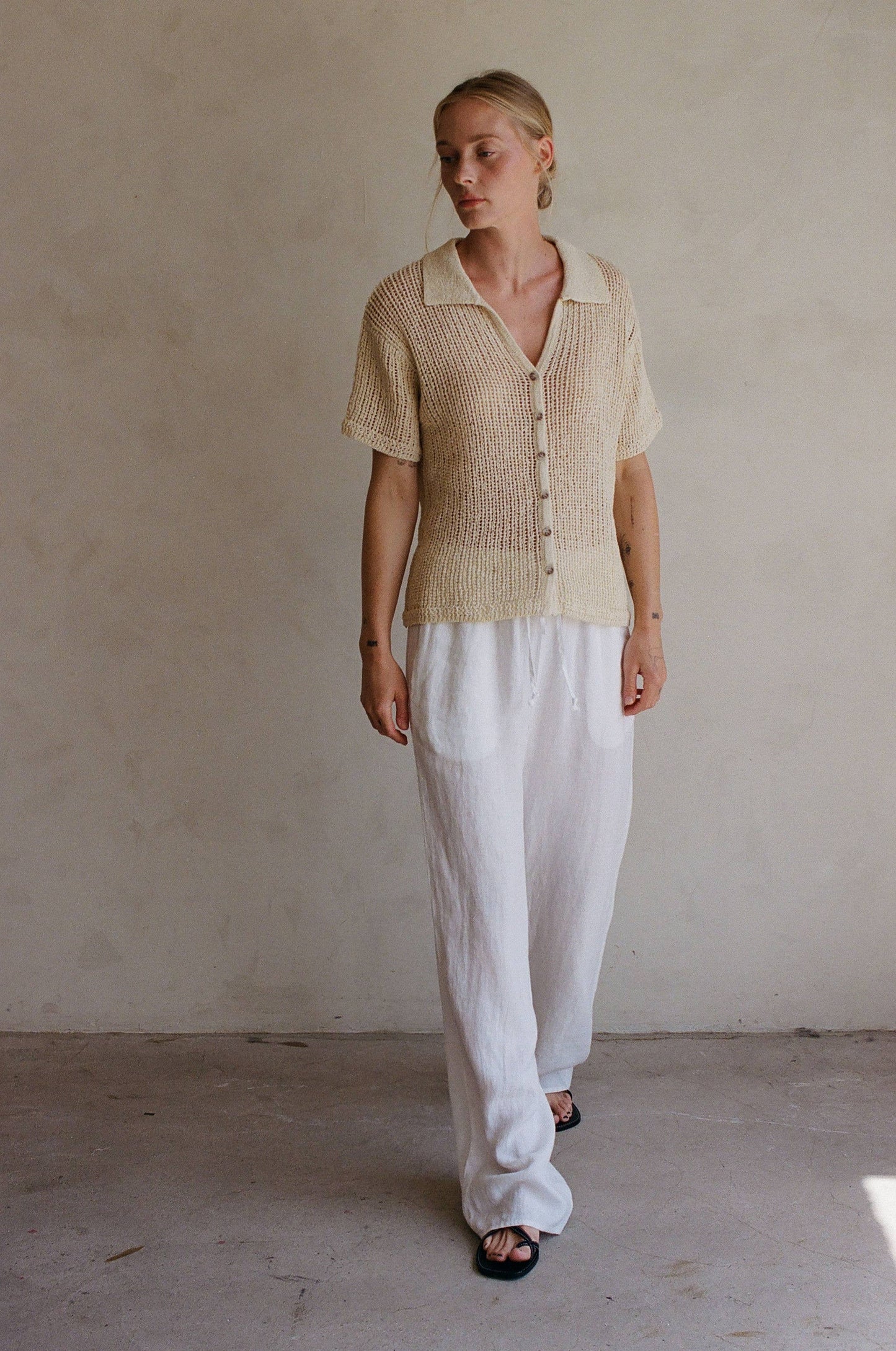 Scout Cotton Sweater Ribbed Shirt Top: Natural / ML