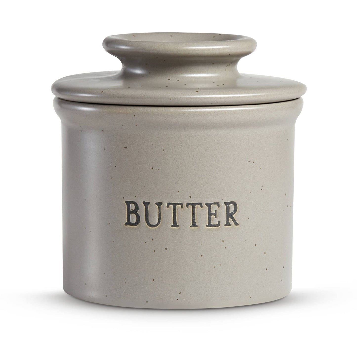 French Butter Keeper Dish, Ceramic: Gray