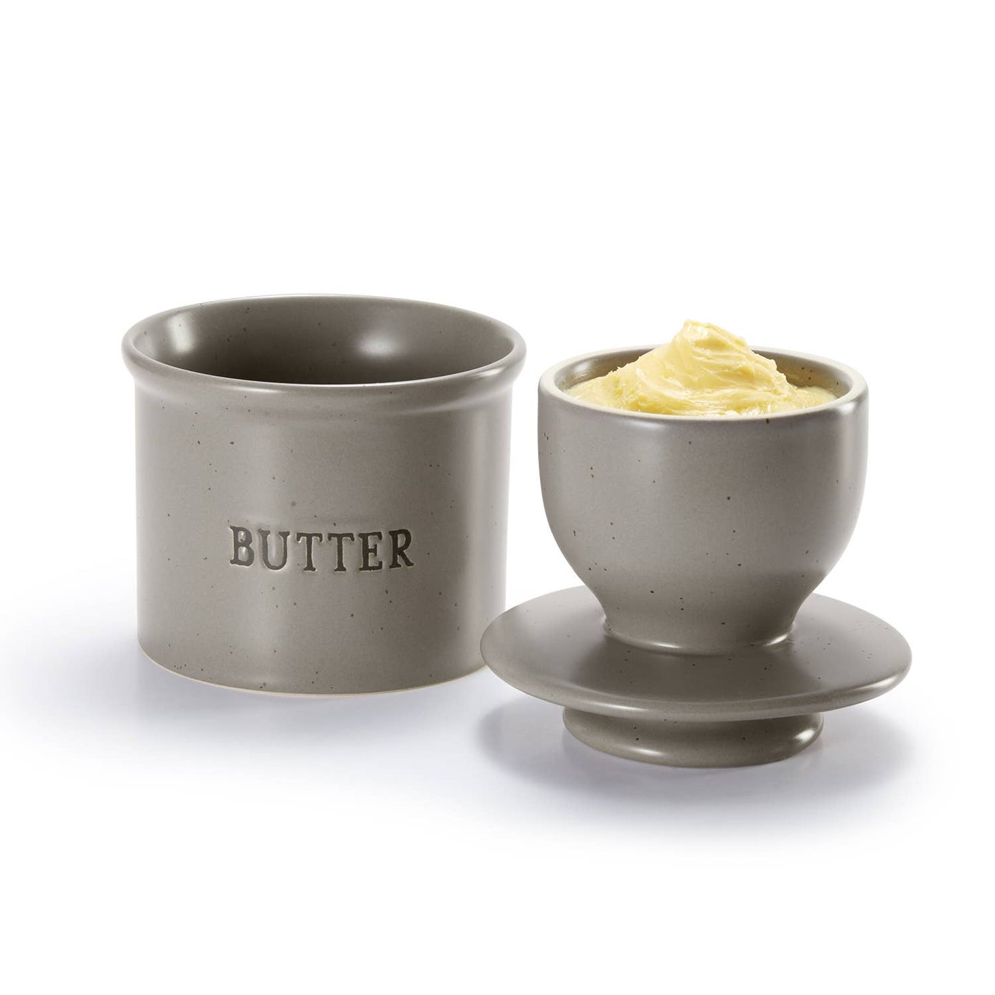 French Butter Keeper Dish, Ceramic: Oatmeal