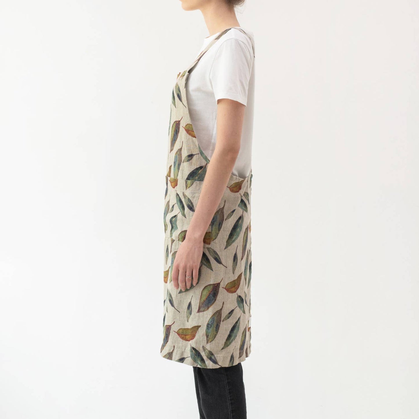 Golden Fall on Natural Linen Crossback Apron