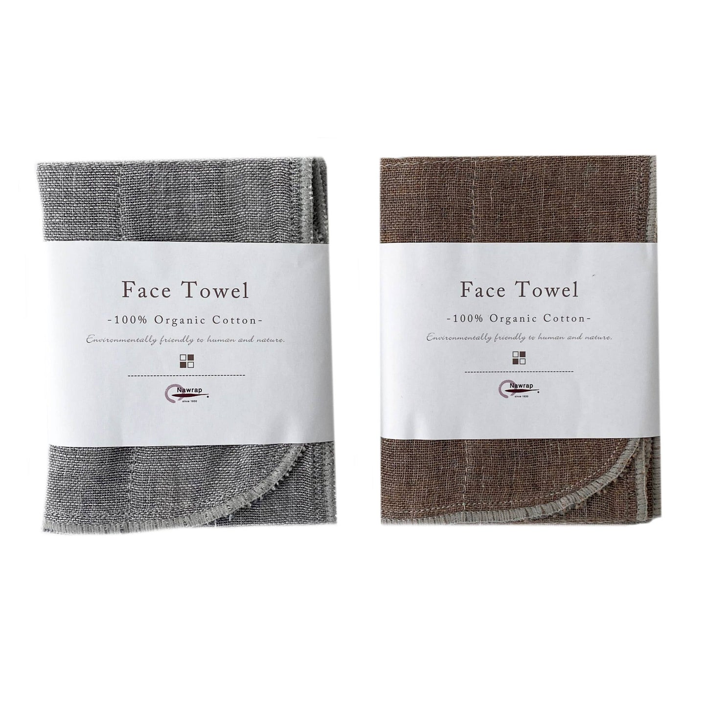 Nawrap Organic Face Towel, Binchotan-Infused: Brown/Binchotan Gray