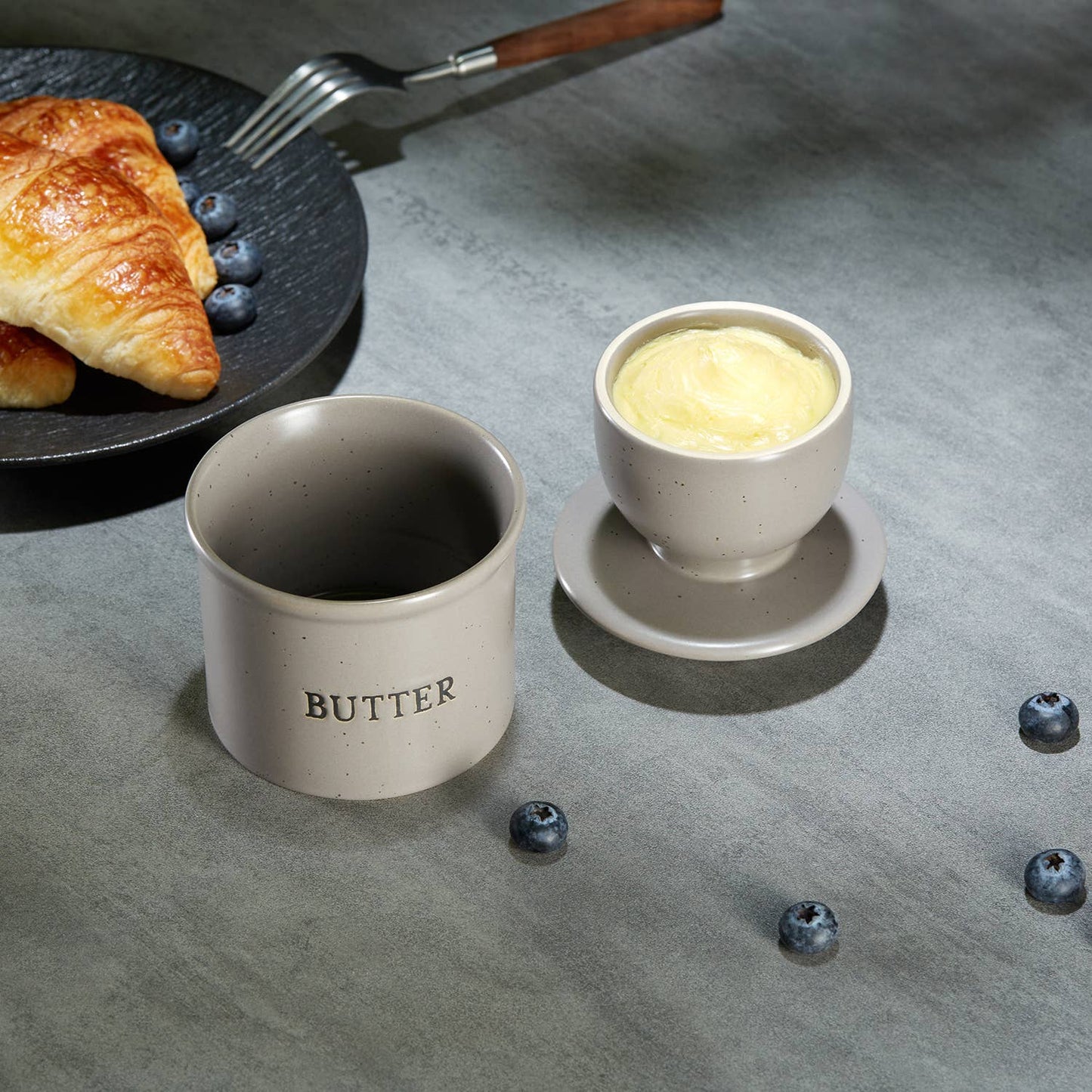 French Butter Keeper Dish, Ceramic: Oatmeal