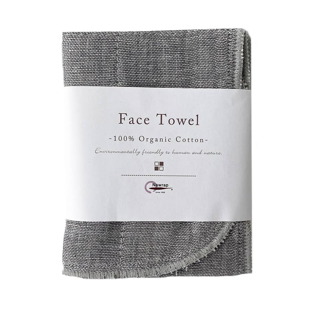 Nawrap Organic Face Towel, Binchotan-Infused: Brown/Binchotan Gray