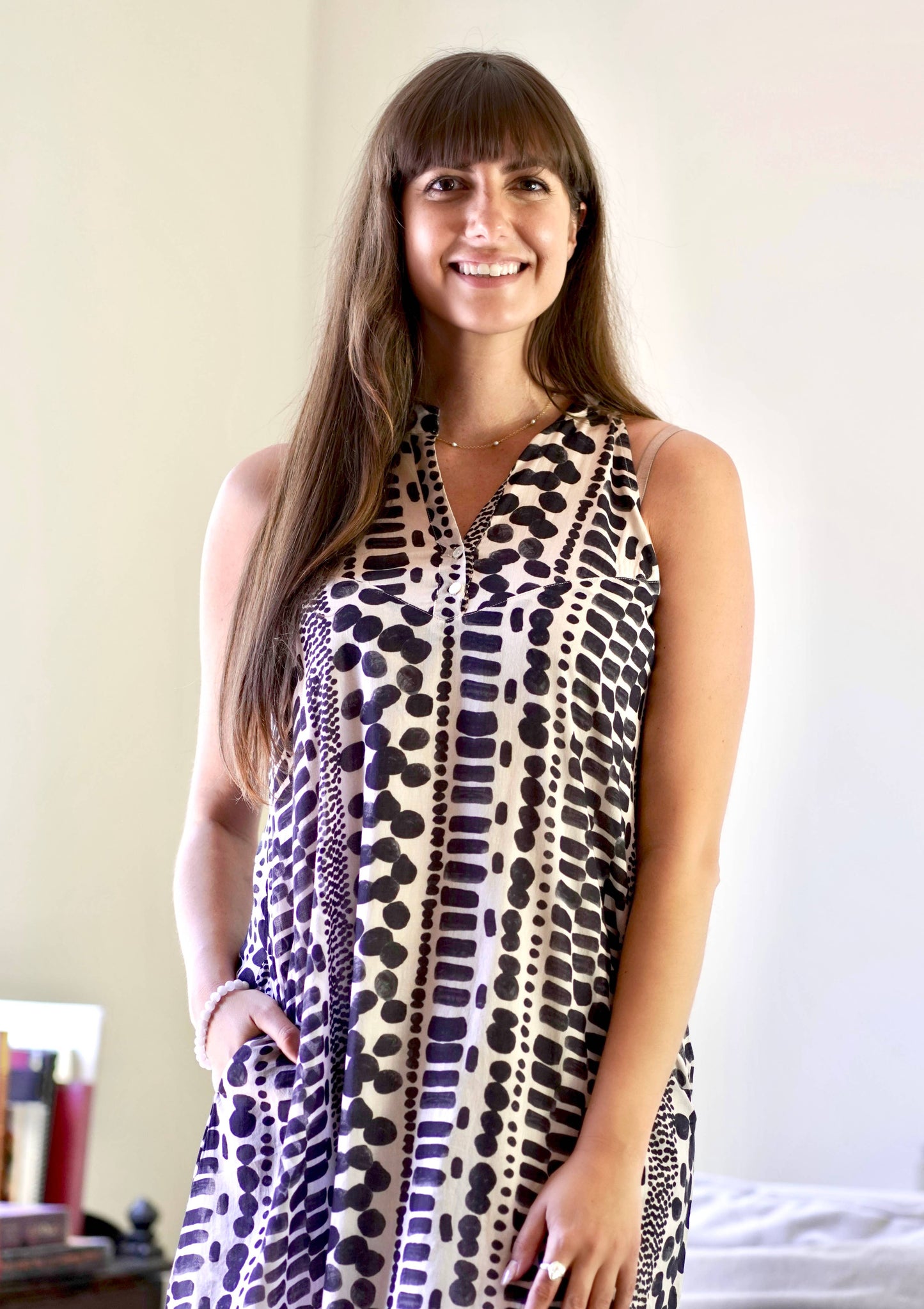 Davina Maxi Dress Black White: Black White / M
