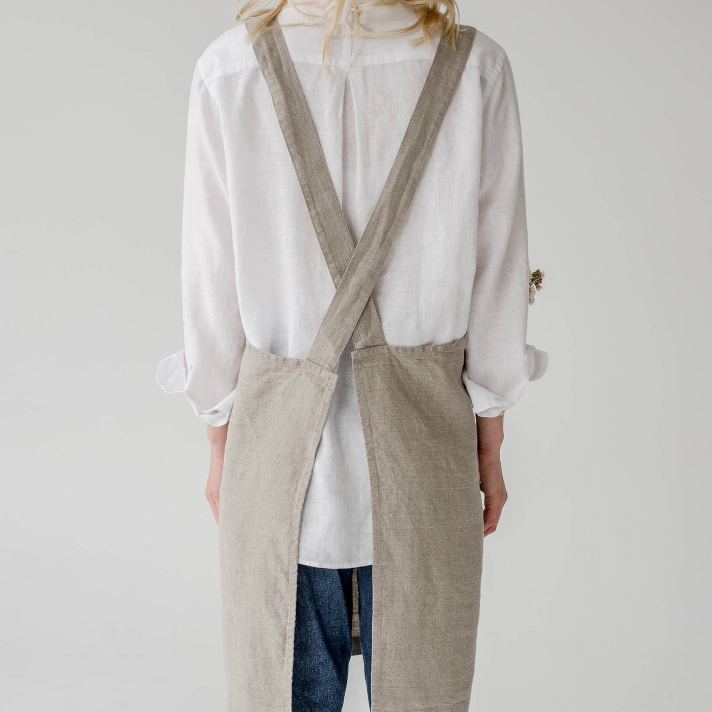 Natural Linen Crossback Apron