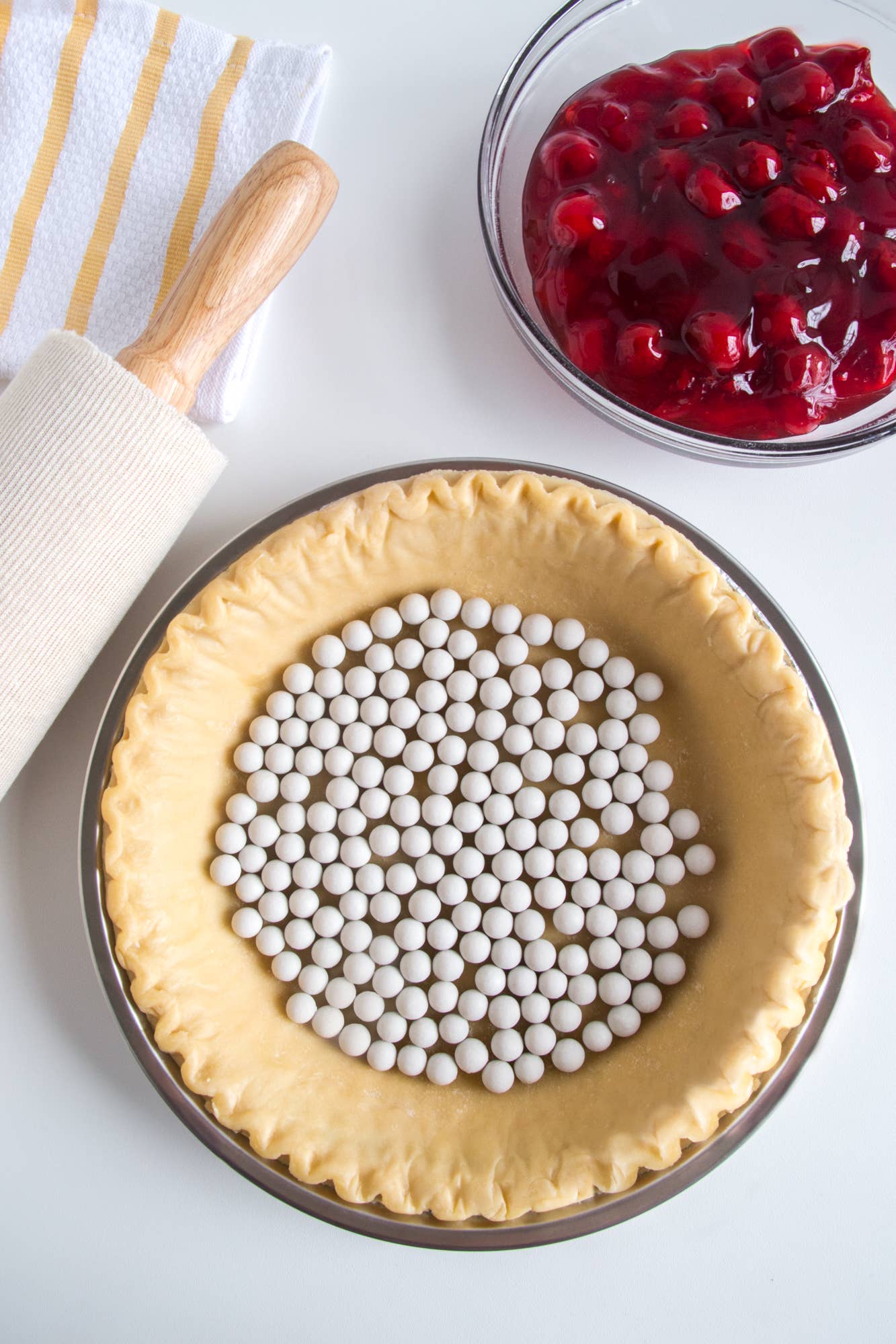 Ceramic Pie Weights in Glass jar