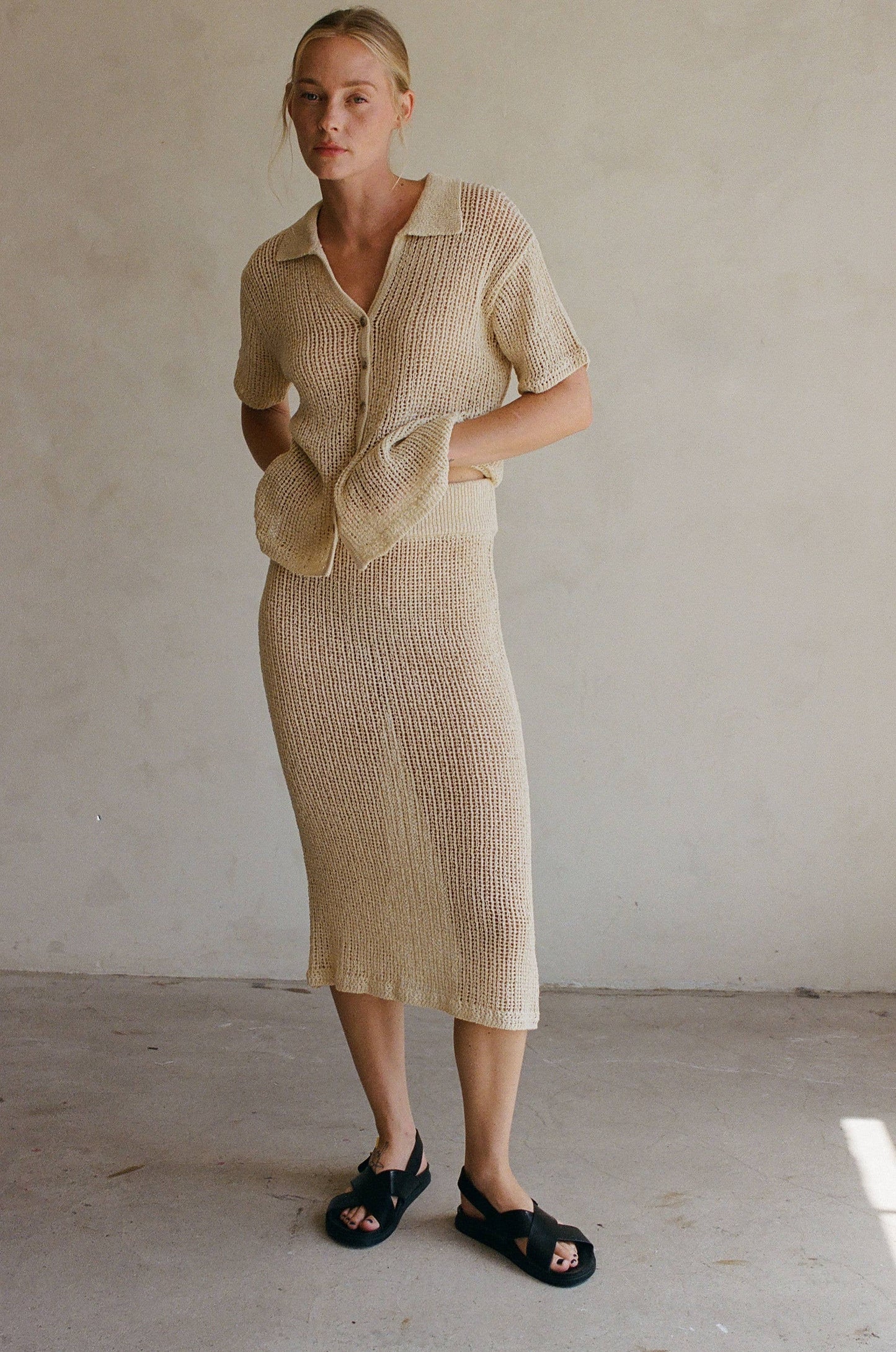 Scout Cotton Sweater Ribbed Shirt Top: Natural / ML