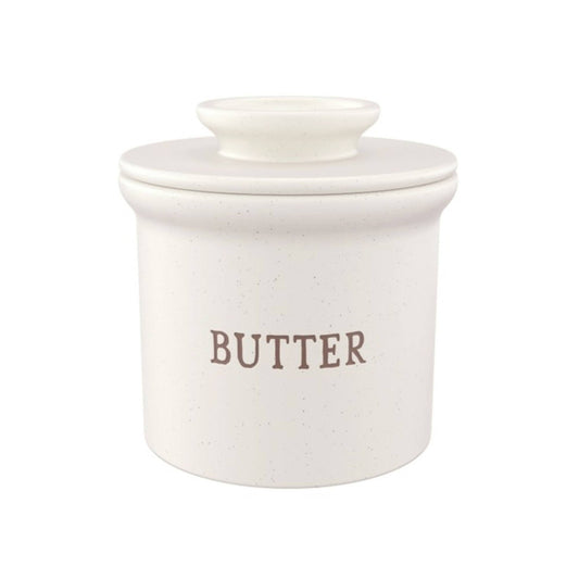 French Butter Keeper Dish, Ceramic: Oatmeal