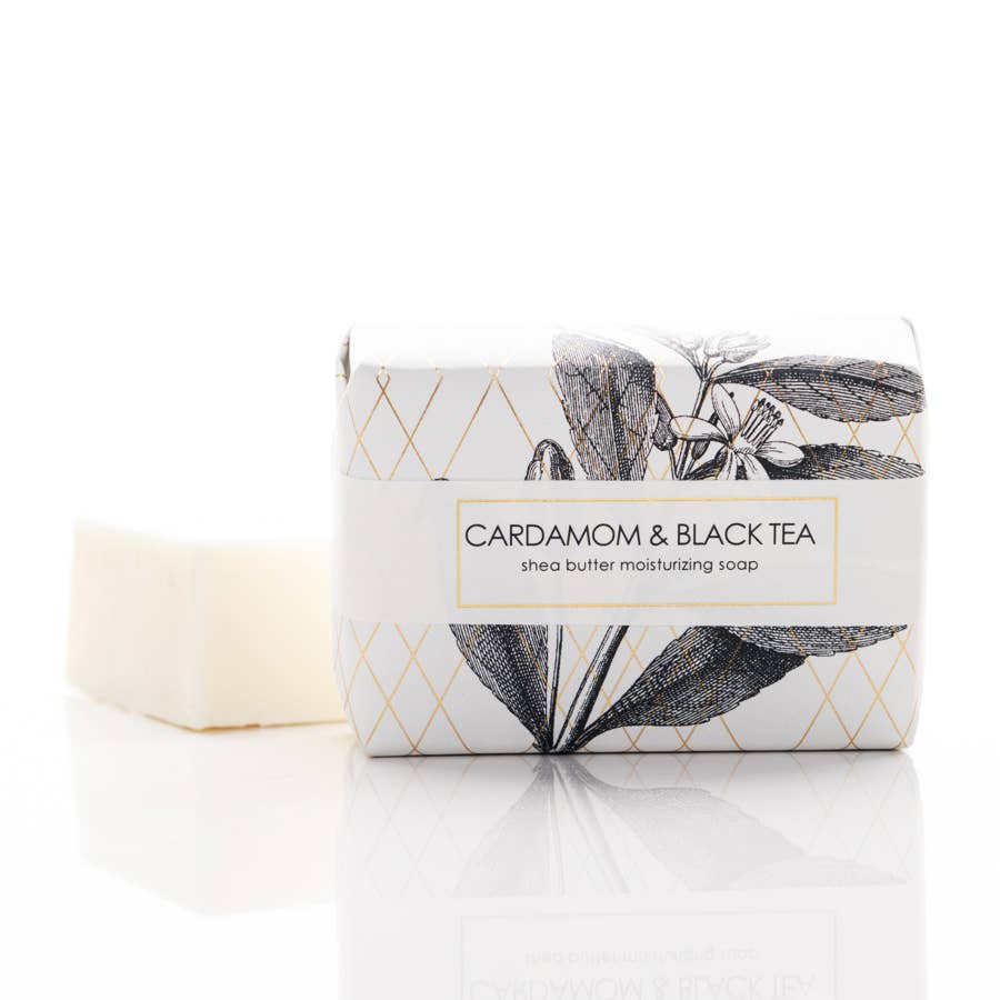 NEW Cardamom & Black Tea Shea Butter Soap in Goldleaf Design