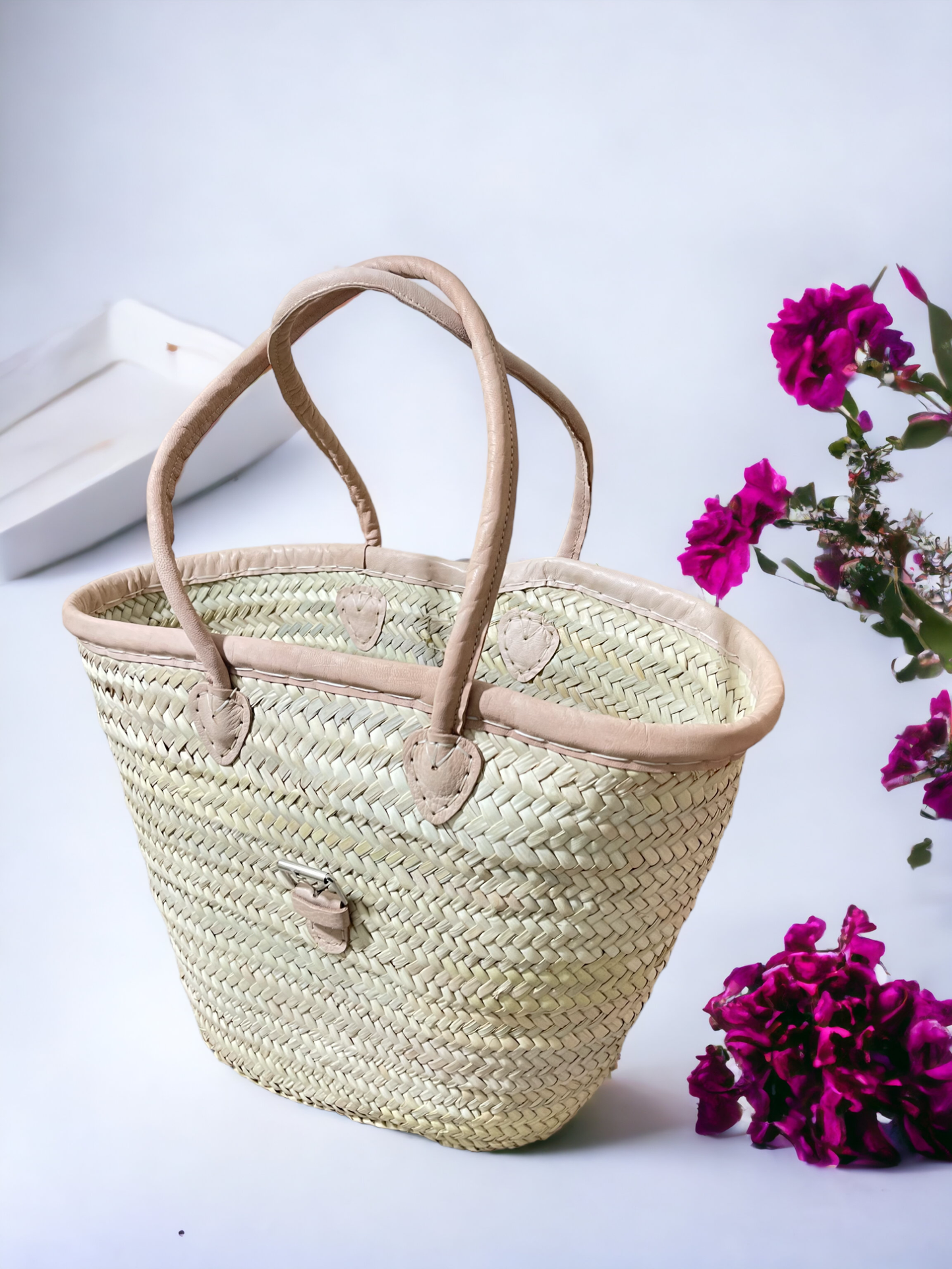 French Market Basket with Leather