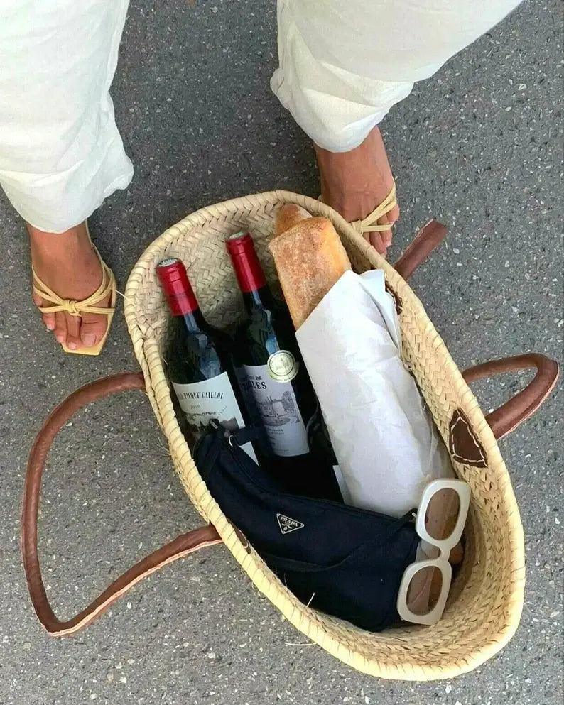 Handmade Leather, French Market Basket