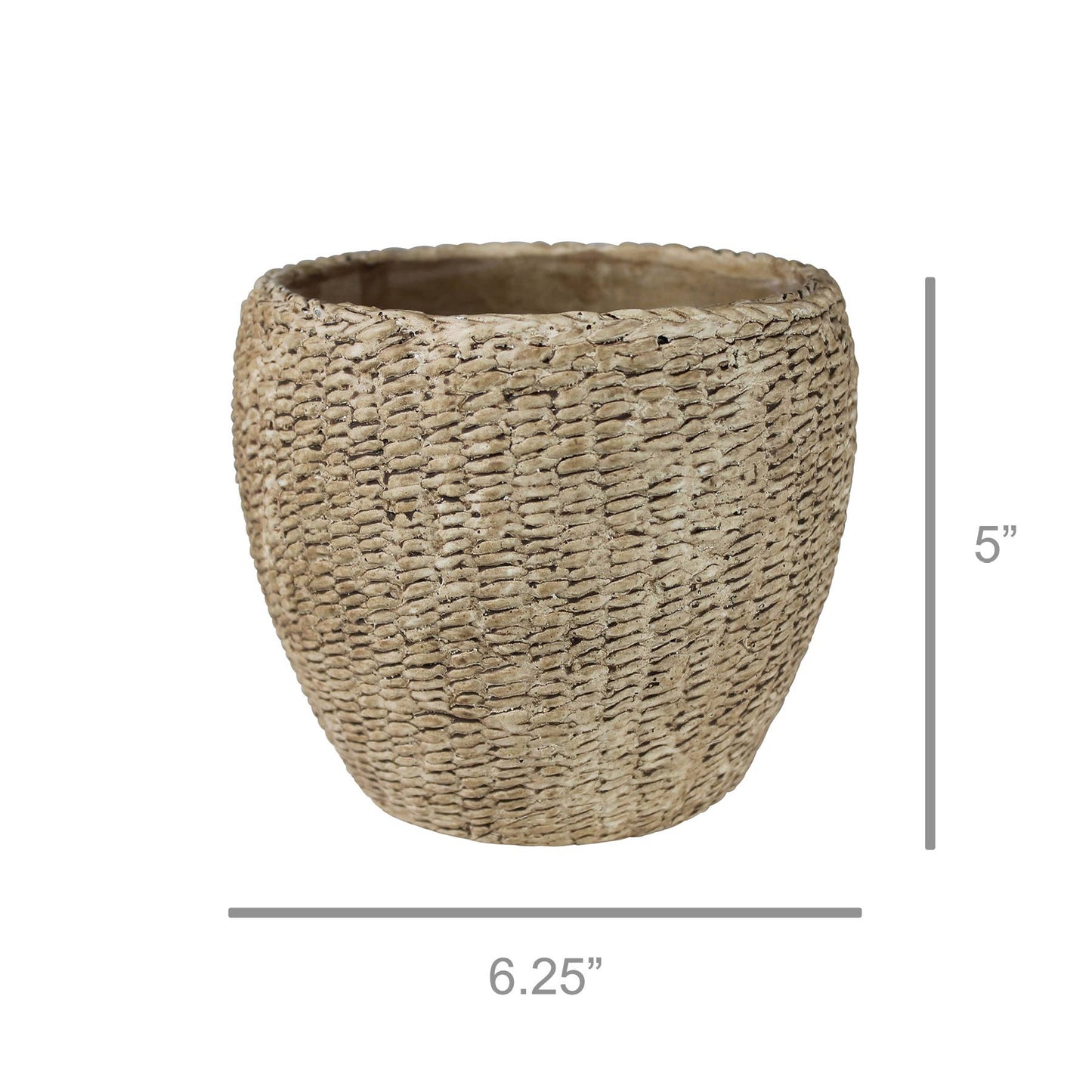 Pedro Basket Cachepot, Cement - Lrg