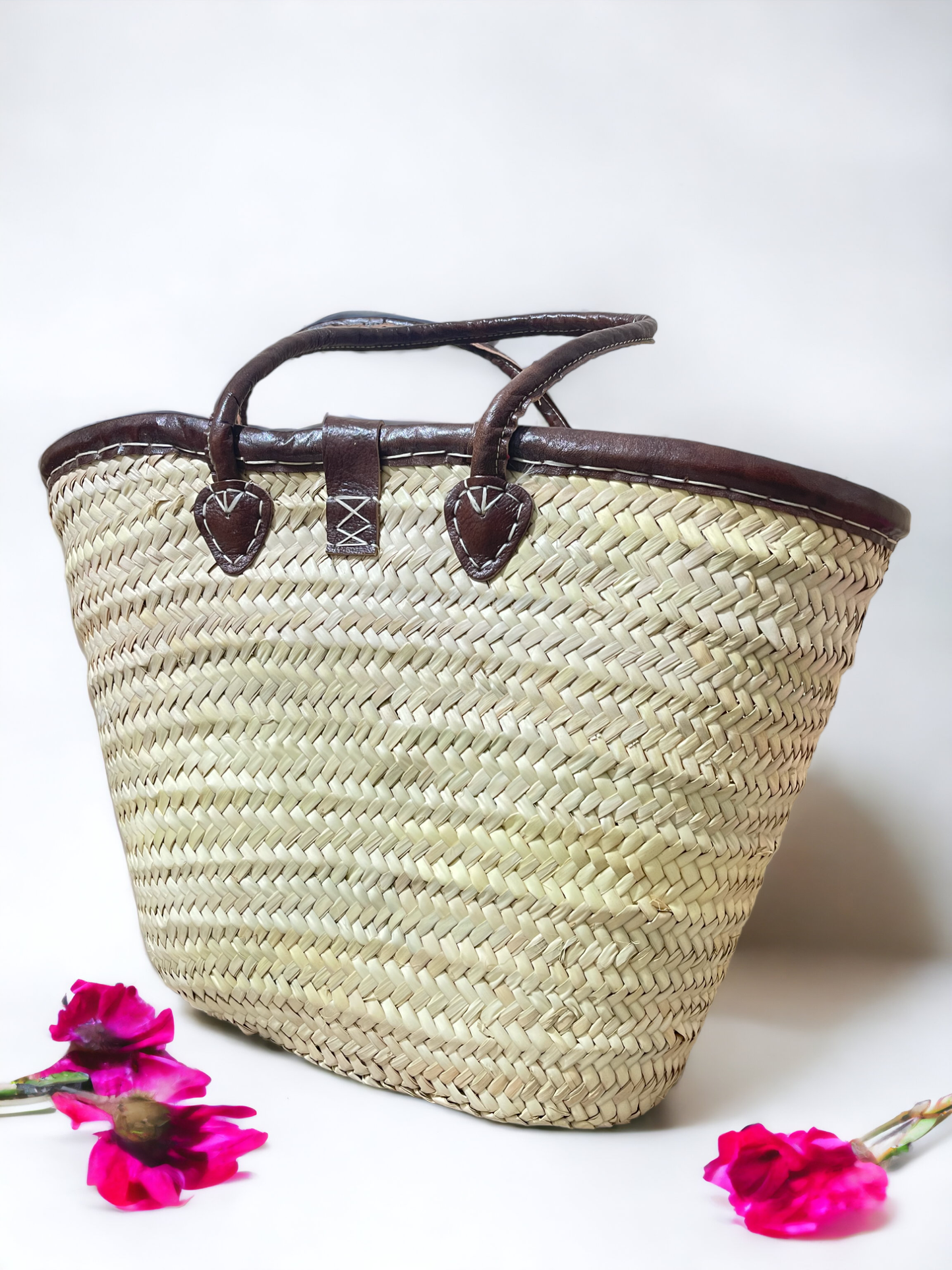 French Market Basket with Leather
