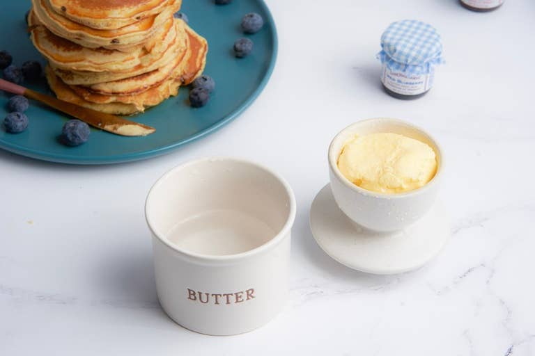 French Butter Keeper Dish, Ceramic: Oatmeal