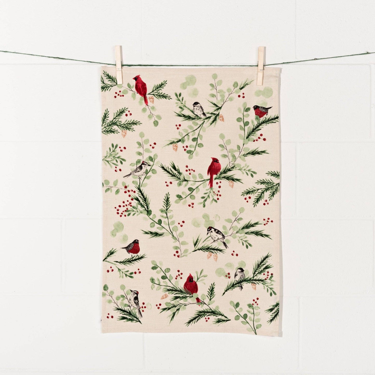 Forest Birds Christmas Dishtowel