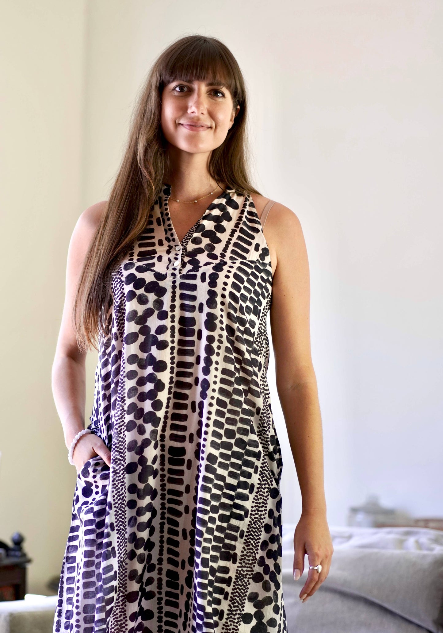Davina Maxi Dress Black White: Black White / M