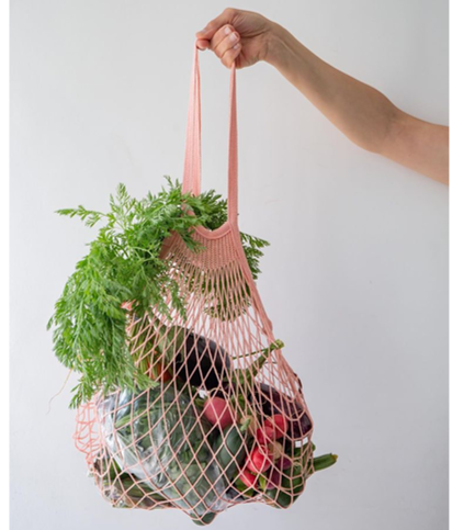 Rose Layette shopping net with large handles