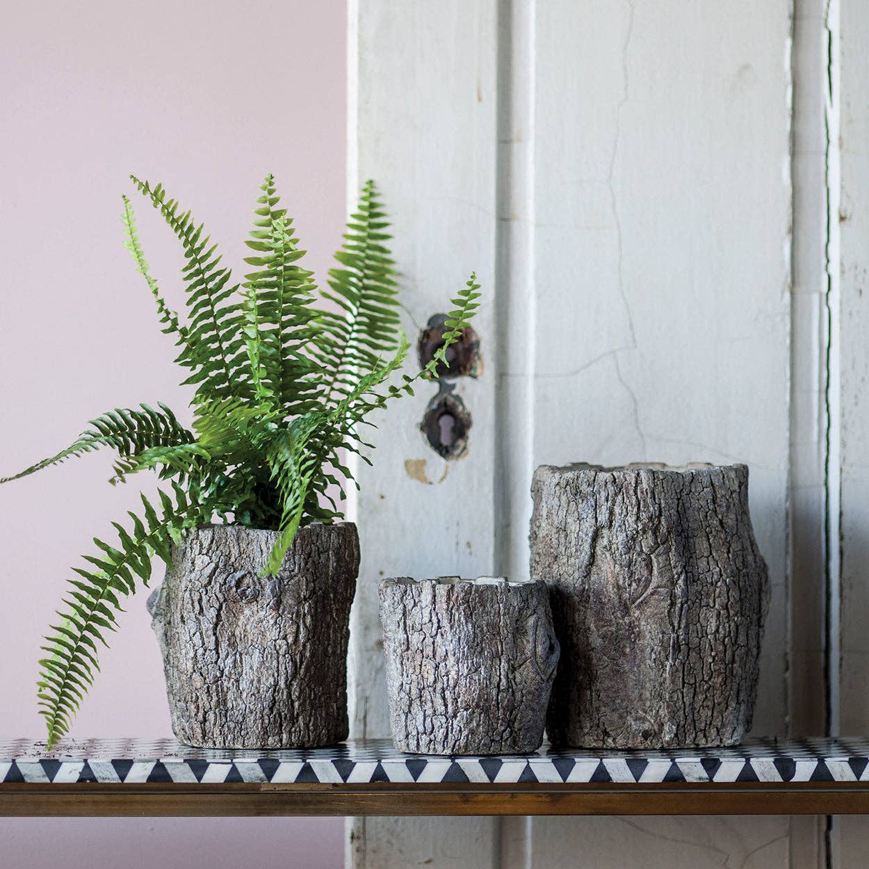 Faux Bois Log Planter: Large