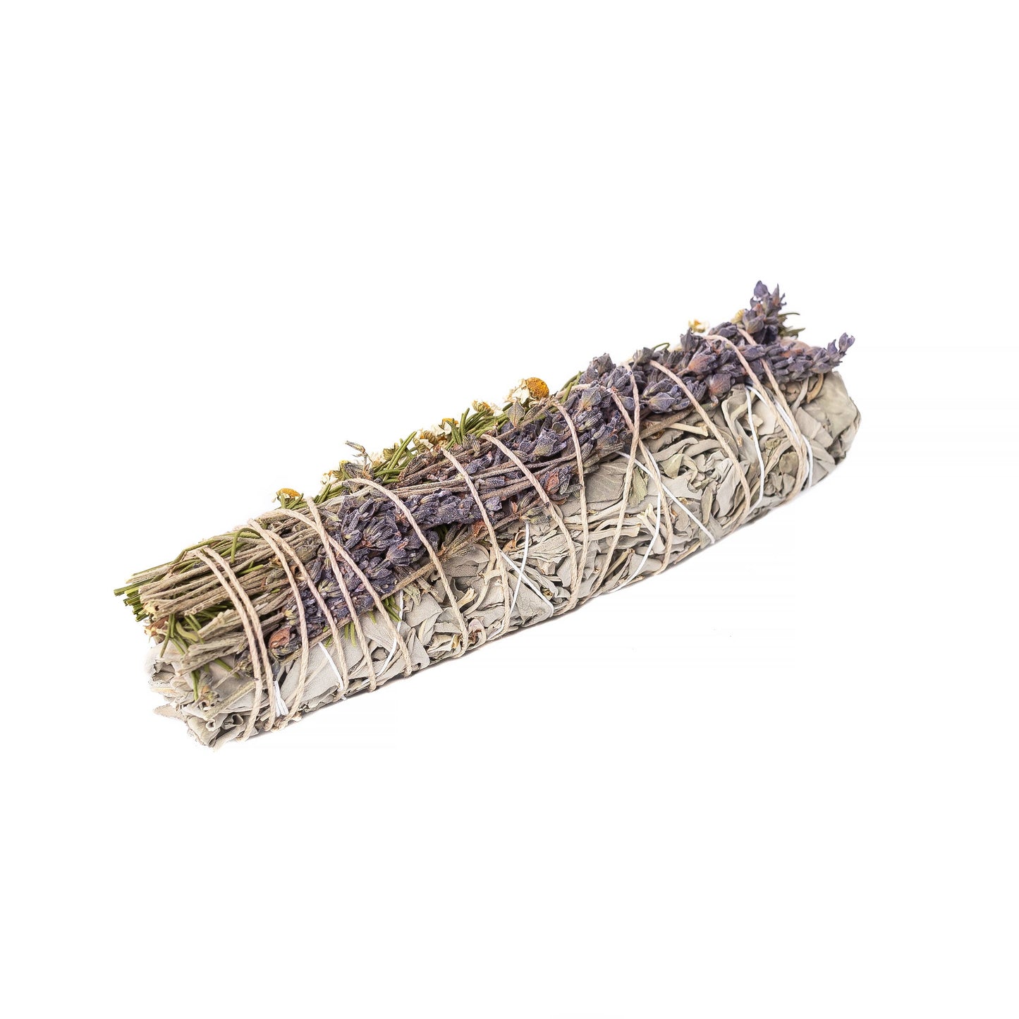 Large Lavender, Rosemary, and Chamomile Wrapped 8" Sage Bundle