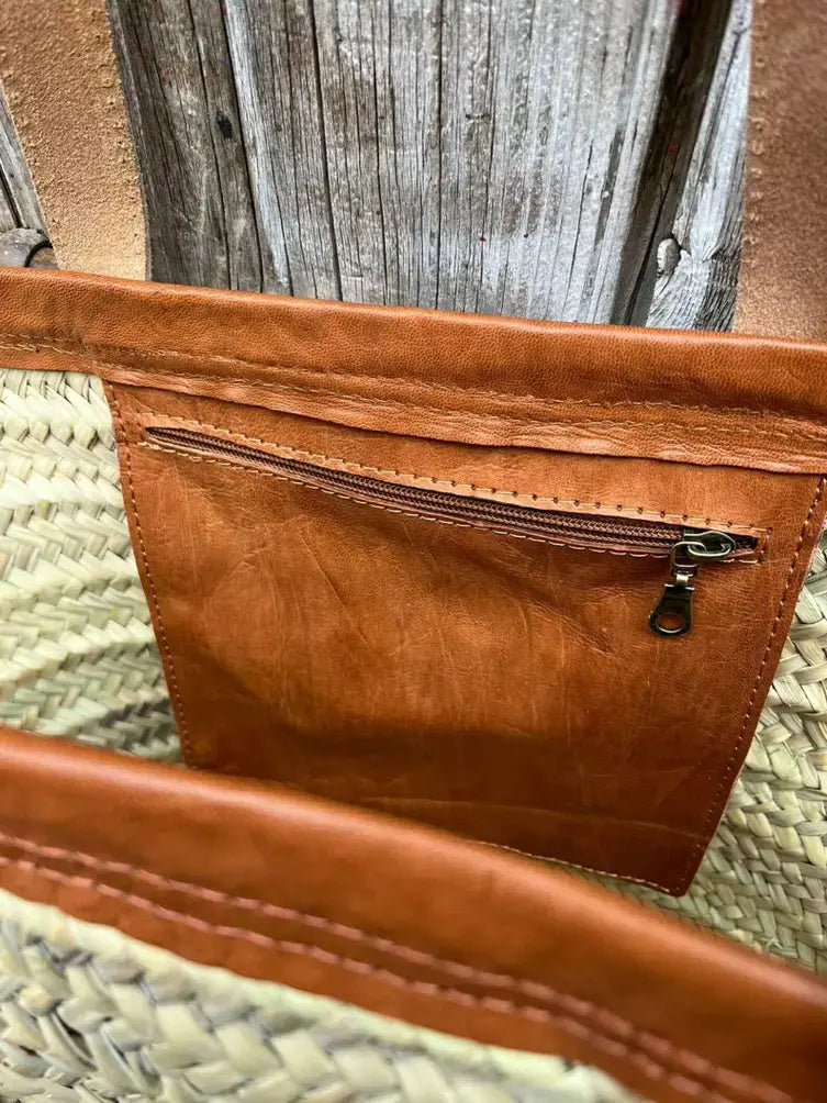 Straw Bag Handmade with Leather