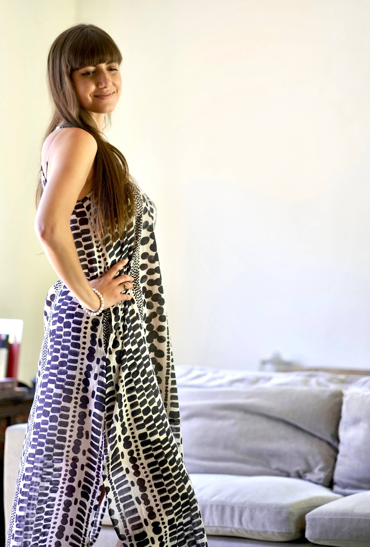 Davina Maxi Dress Black White: Black White / M