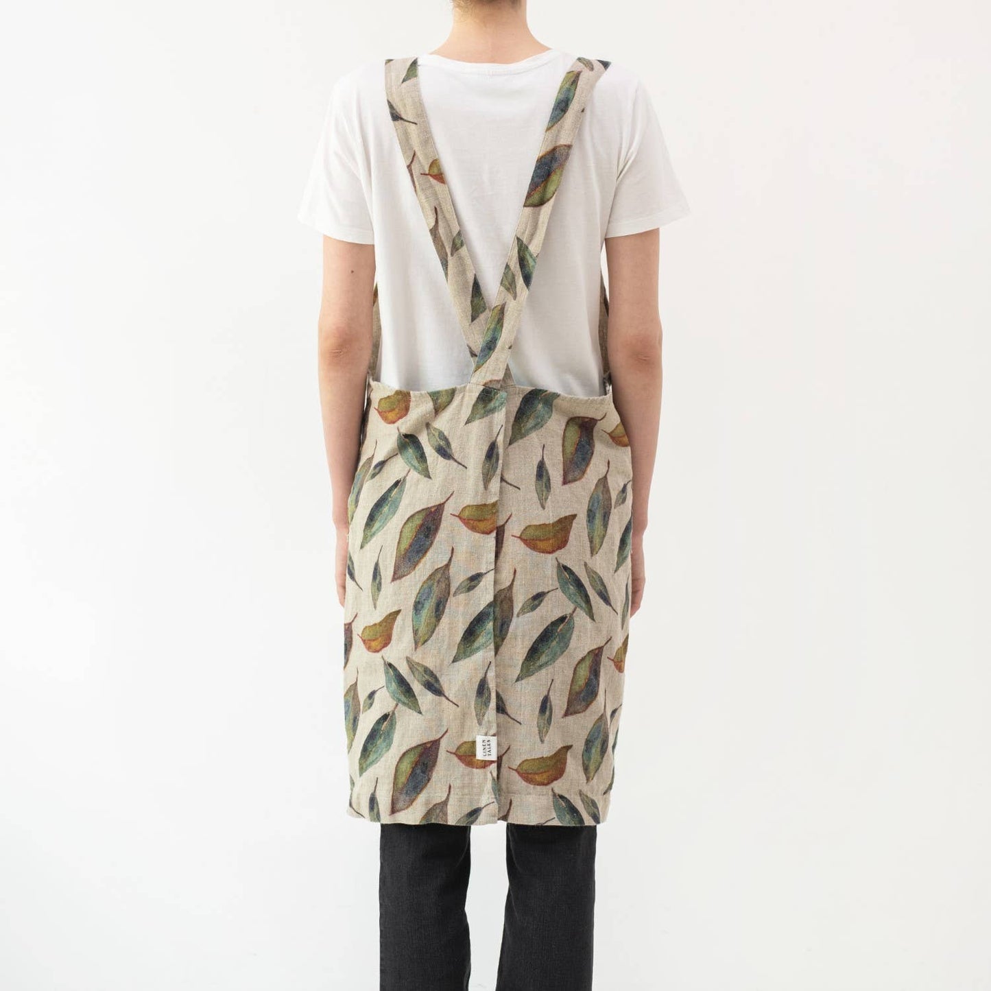 Golden Fall on Natural Linen Crossback Apron