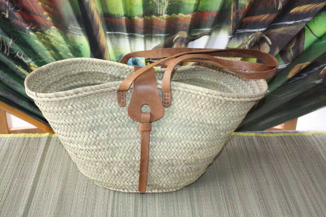 French Market Bag with Leather Flap