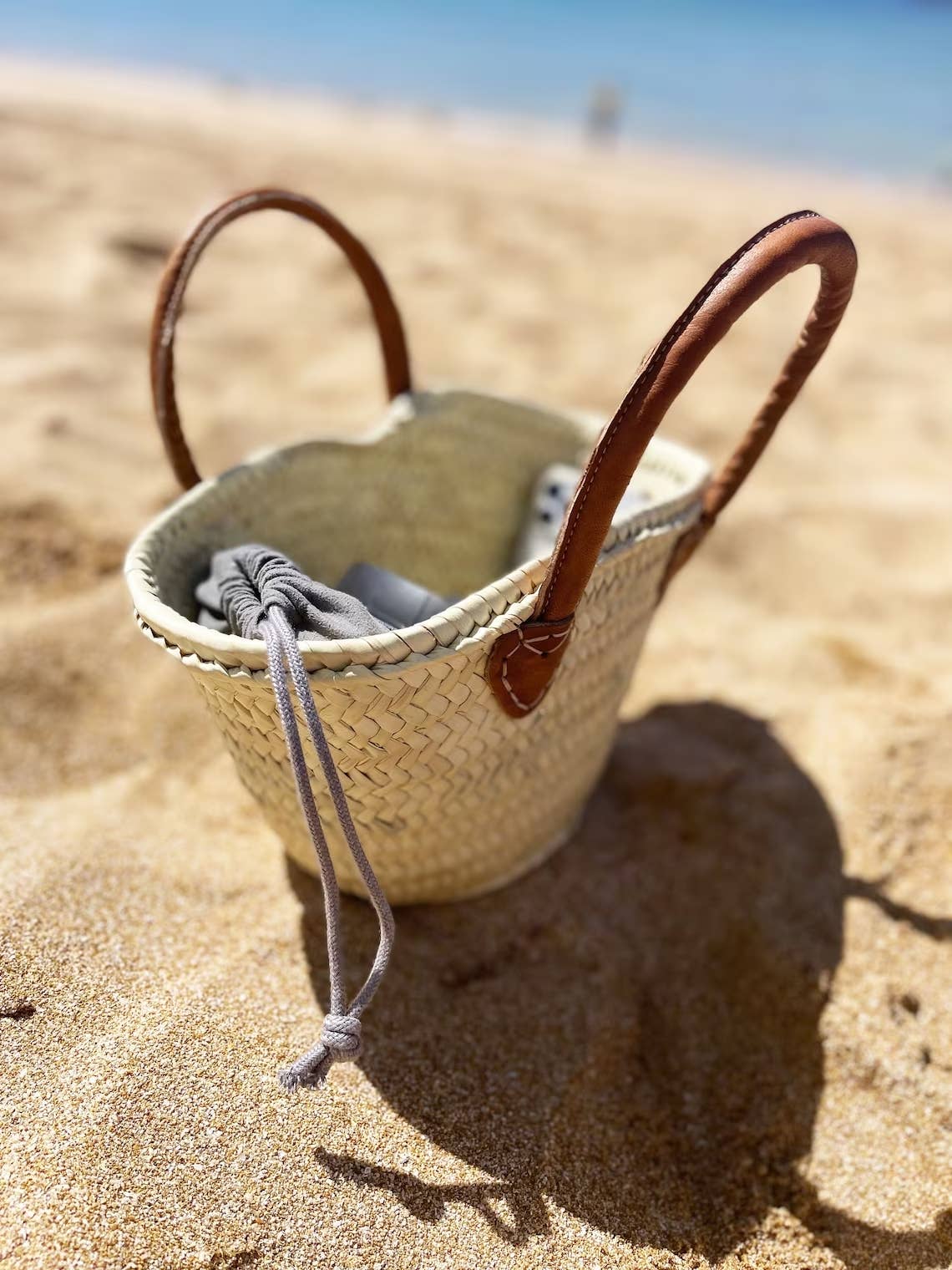 Mini Straw Bags Leather | Beach bag