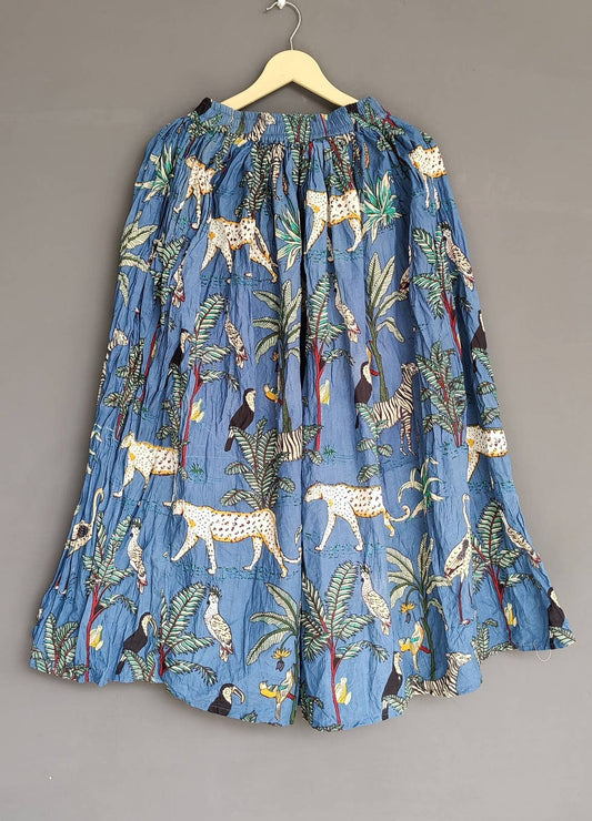 Tiger Print Cotton Beach  Skirt-OS