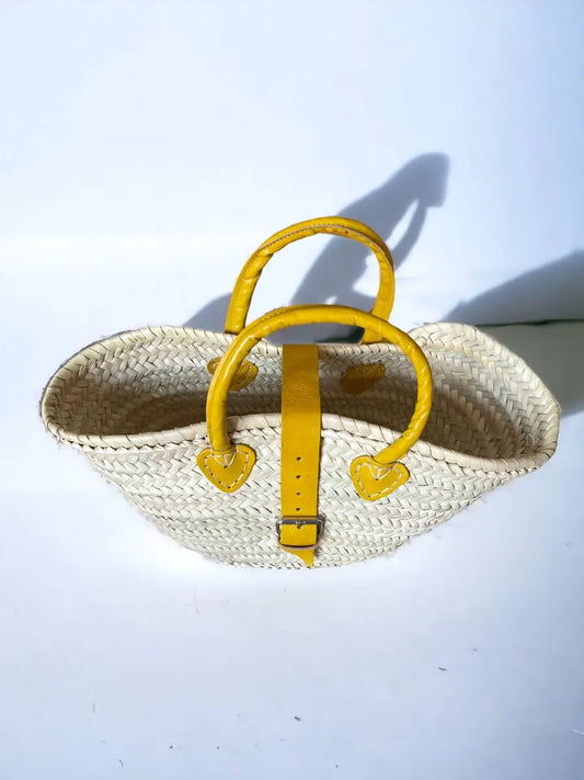 French Market Bag with Buckle- Yellow Leather