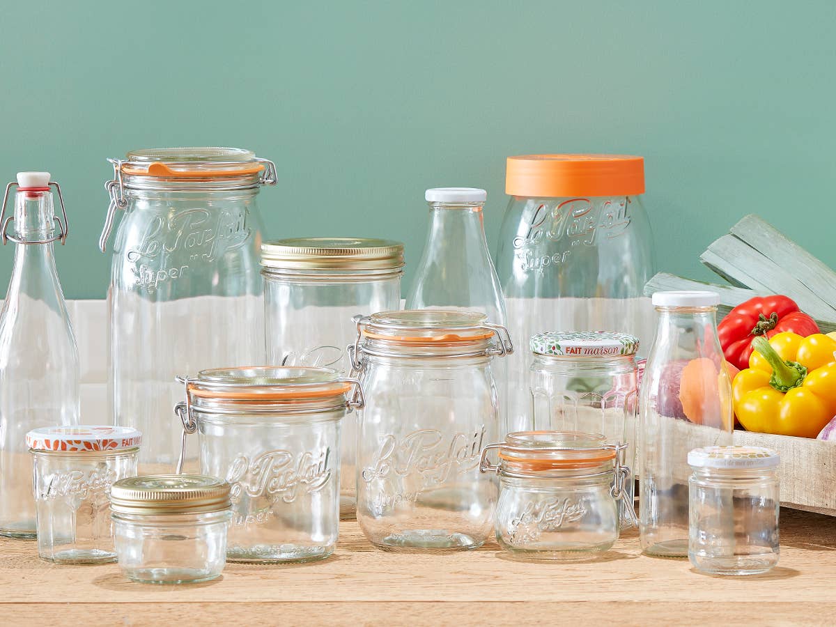 1L French Glass Milk Beverage Bottle W/ Metal Twist Cap