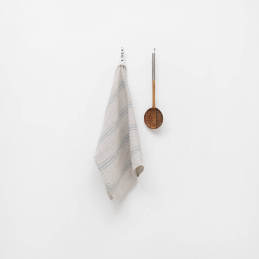 Grey Stripe Rustic Linen Towel