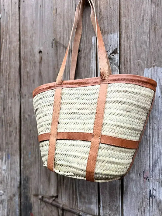 Straw Bag Handmade with Leather