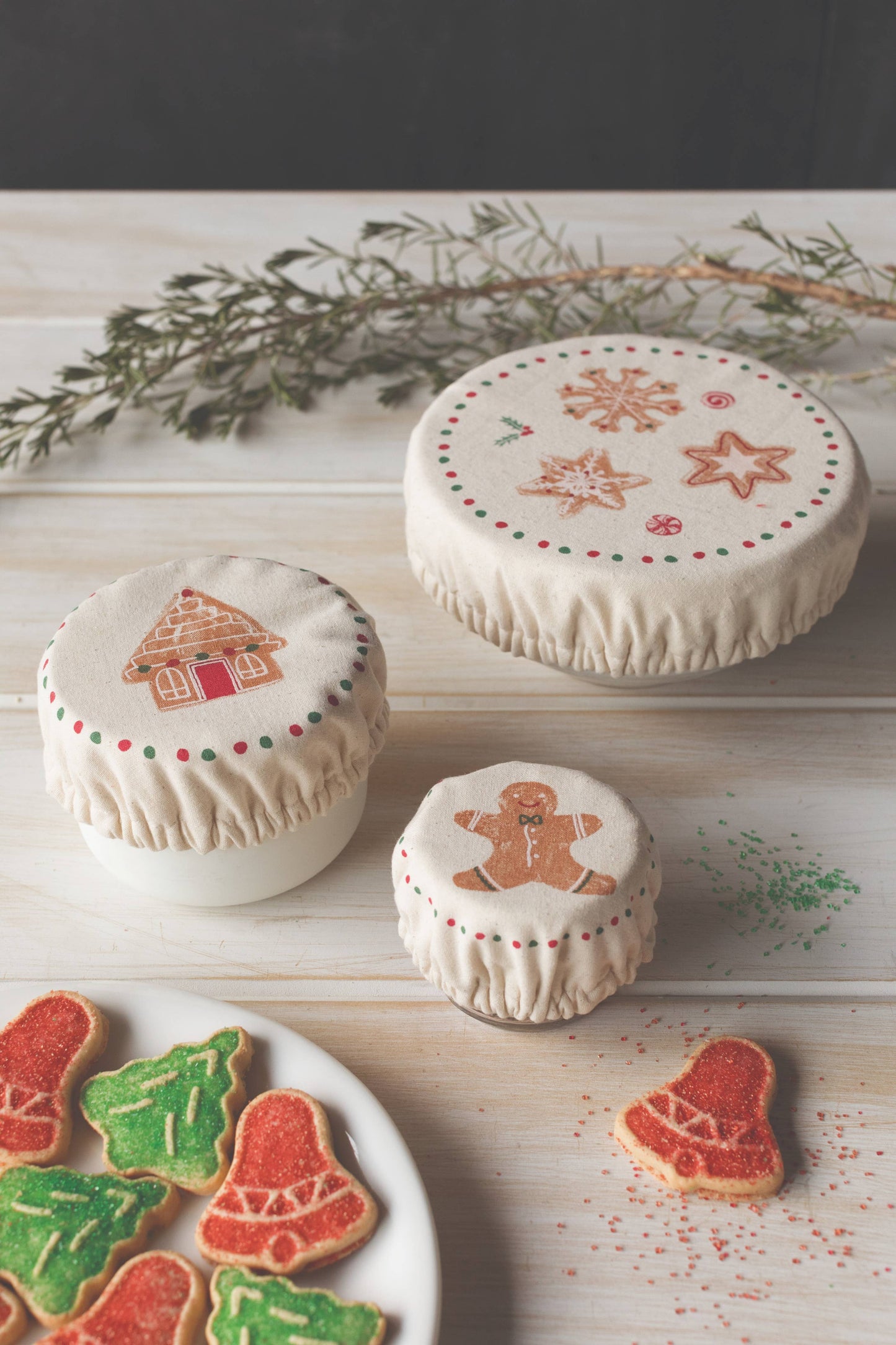 Christmas Cookies Mini Bowl Covers Set of 3