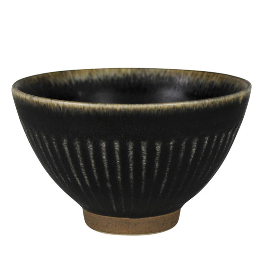Ribbed Bowl Ceramic-Charcoal