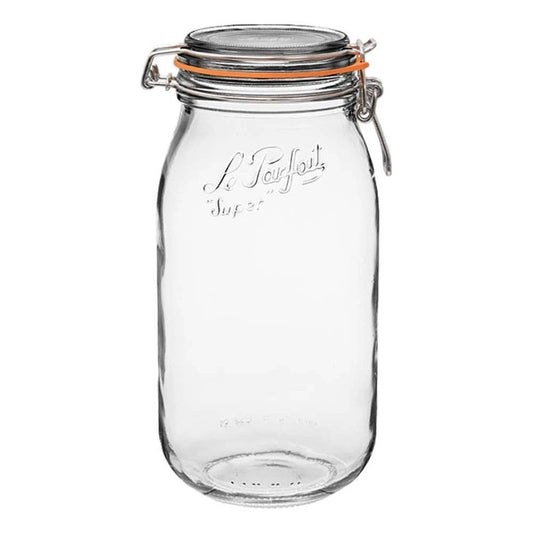 2L Rounded French Glass Storage Jar W Airtight Rubber Seal