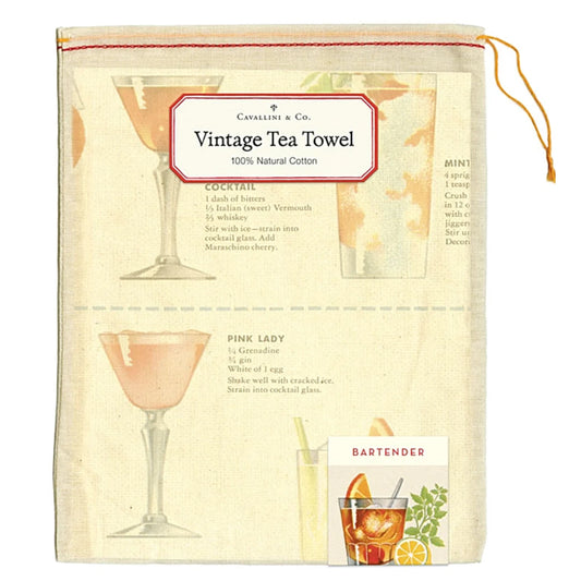 Cavallini Tea Towel- Bartender's Guide