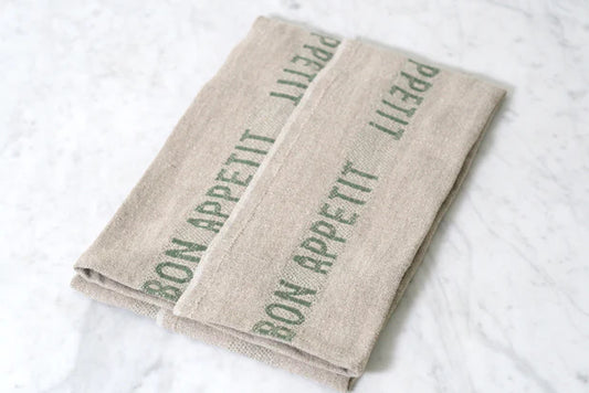 French Linen Towel-Bon Appetit Khaki