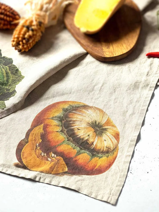 Pumpkin Linen Kitchen Towel