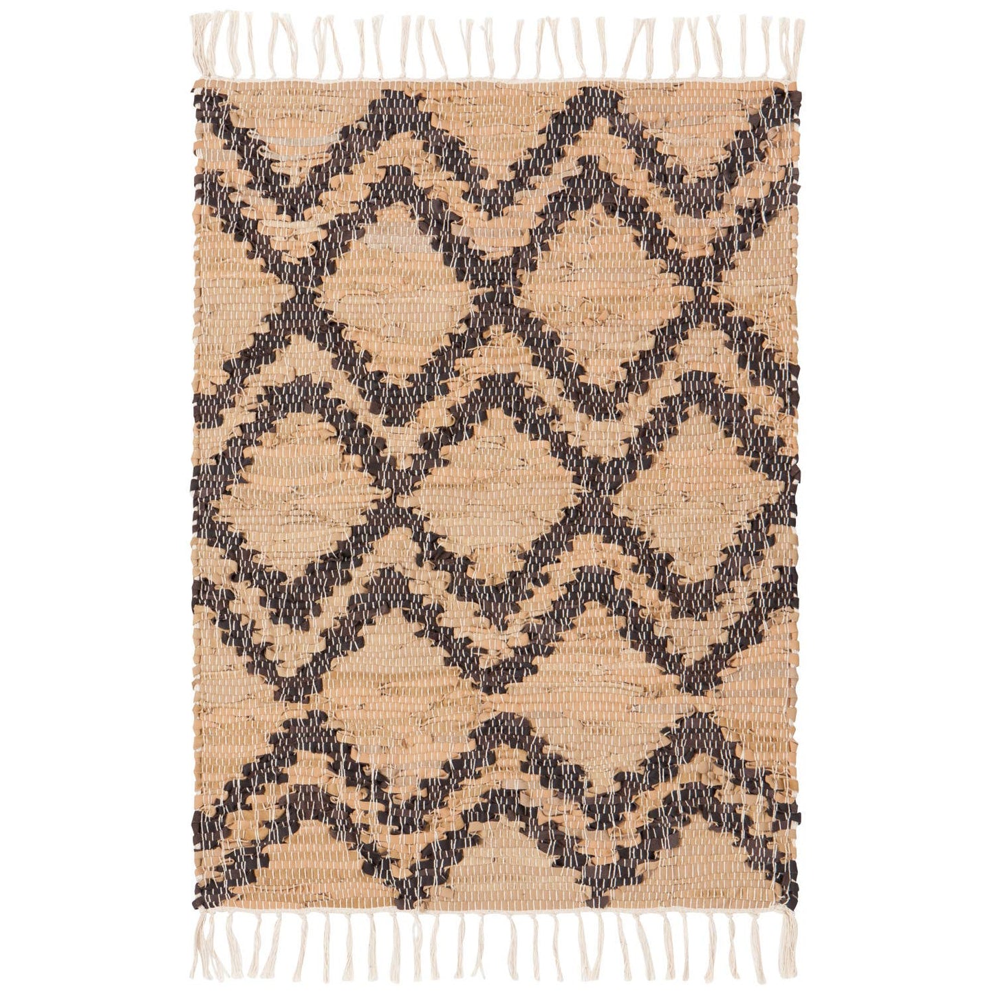 Tetra Recycled Leather Chindi Rug 2 x 3 Ft