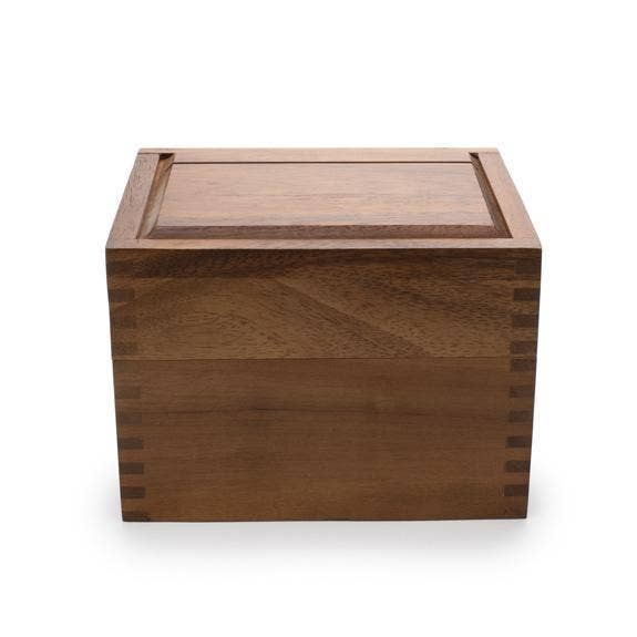 Ironwood Recipe Box, 2 Compartment, Acacia, 7"x 6"x 5.5"