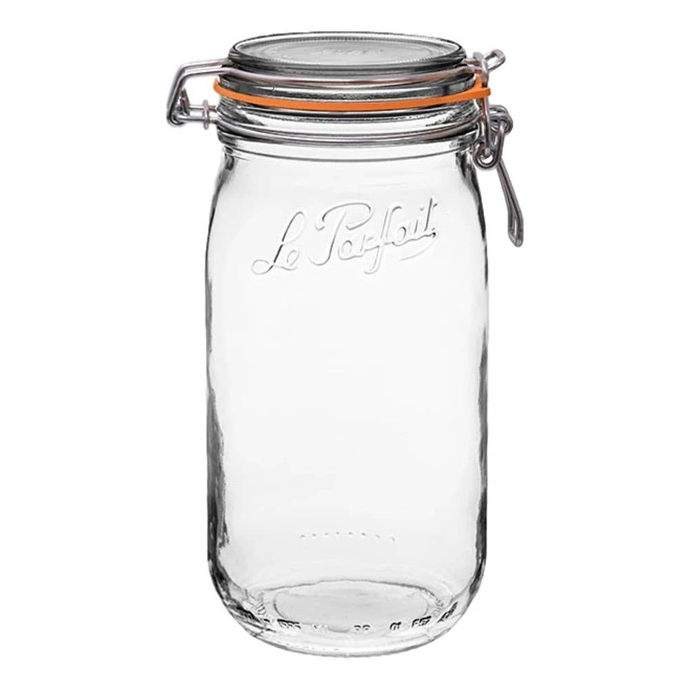 1.5L Rounded French Glass Storage Jar W Airtight Rubber Seal