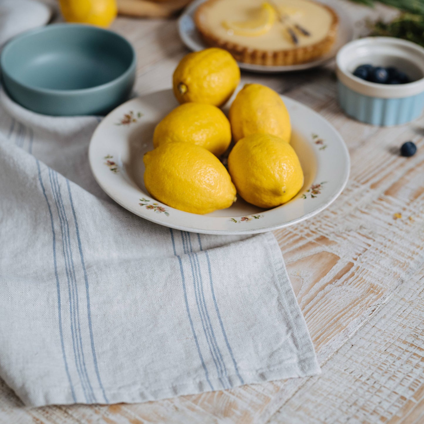 Grey Stripe Rustic Linen Towel